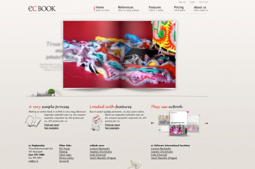 ecBook website - front page rollover