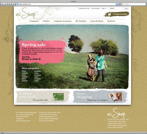 ecShop - Organic template front page